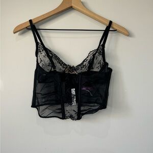 Adore Me NWT black lace sheer bustier corset lingerie size 32B